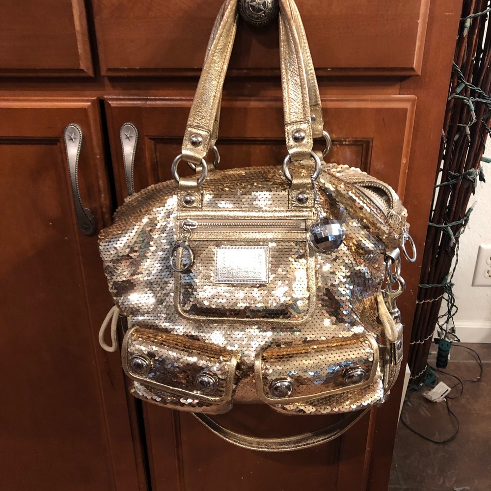 Extremely Rare Gold Coach Sequin Poppy Bag